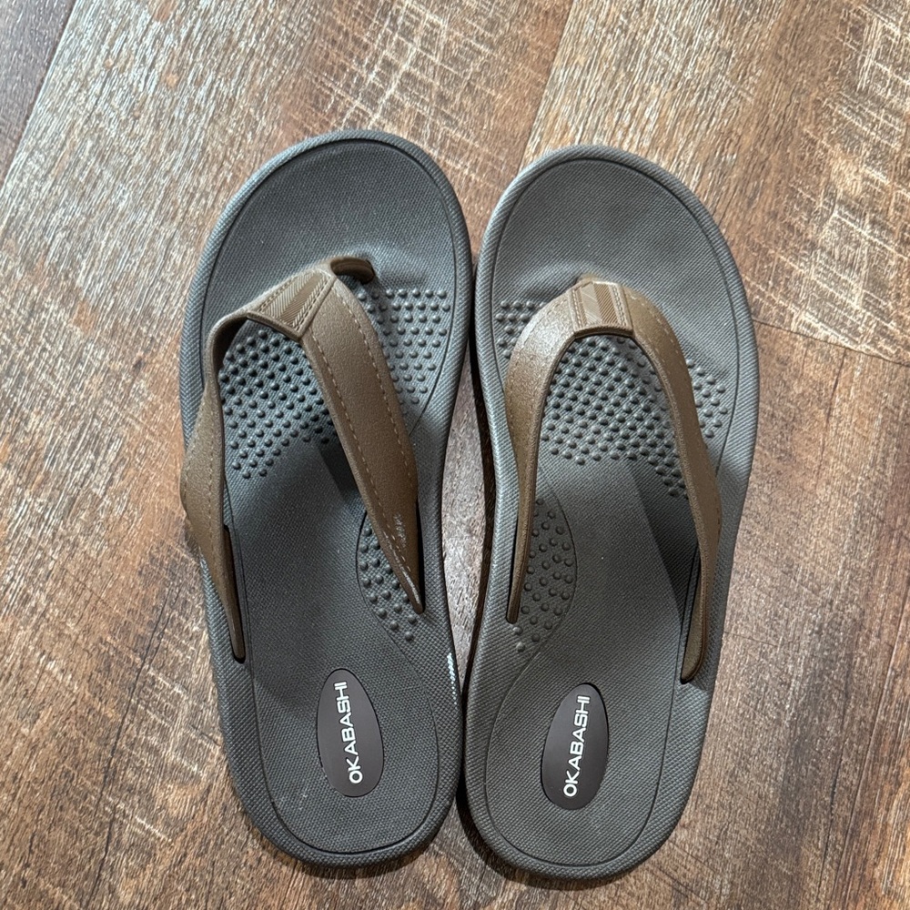 Okabashi Dual-Tone Flip Flops in Black and Brown